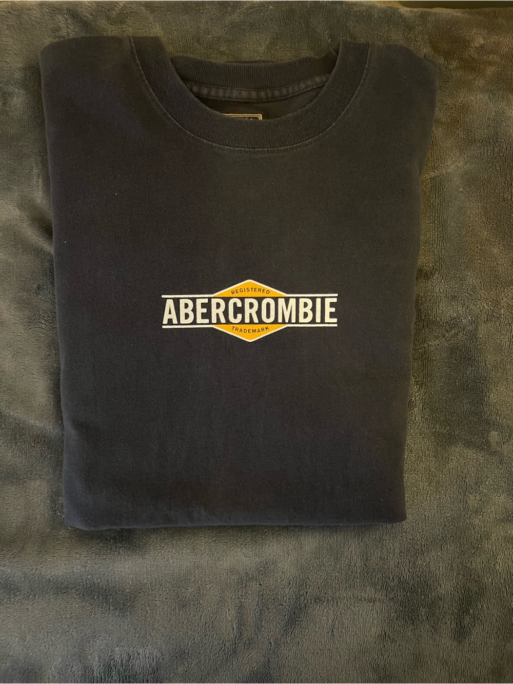 Abercrombie & Fitch Navy Crewneck with Yellow Accent Logo Long Sleeve Vintage XL